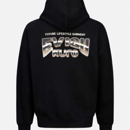 Evisu Metallic Effect Logo Print Oversized Hoodie1