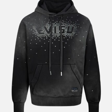 Metallic Heat-Pressed Evisu Logo Loose Fit Hoodie